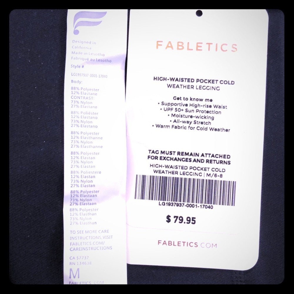 Fabletics Black Leggings Size Medium